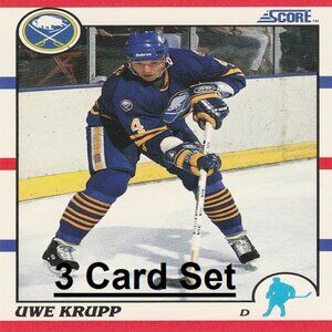 Uwe Krupp Hockey Card Collection - 3 Buffalo Sabres NHL Hockey Cards